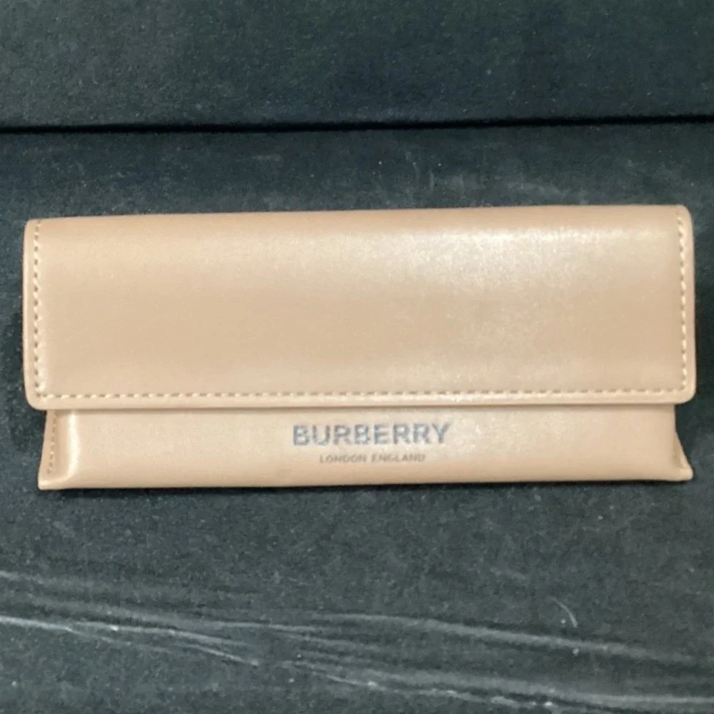 Burberry London England Tan Beige Foldable Eyewear Case‎ with Cleaning Cloth